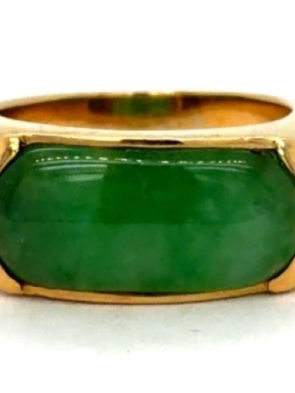 14K Men's Gump Green Jade in Yellow Gold Ring